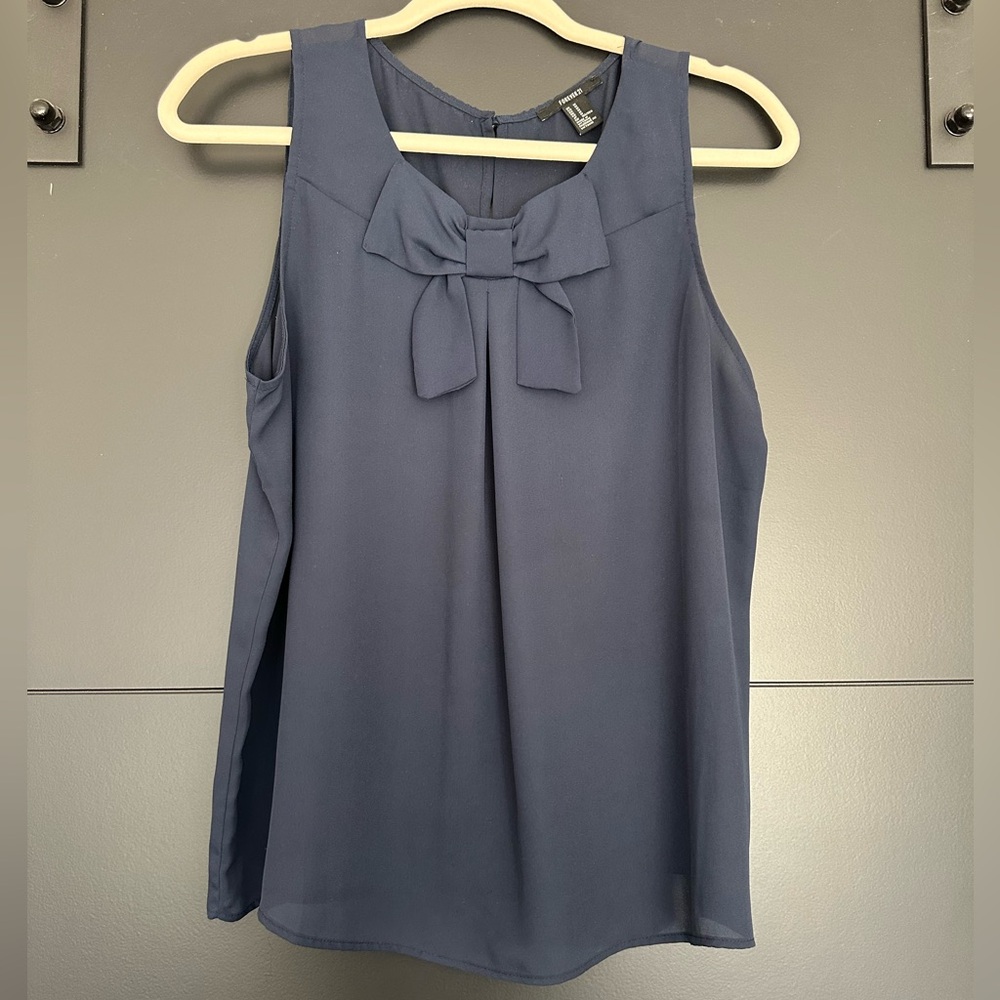 Navy blouse with bow detail